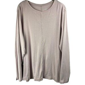 J. Jill Women's Top XL Extra Large Pink Pima Cotton Crew Neck Tee Long Sleeve